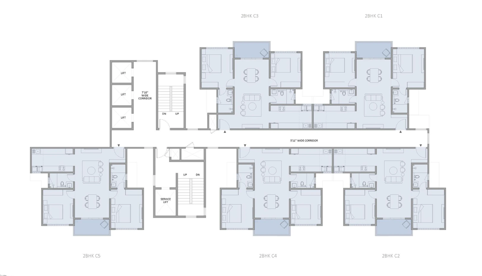 Embassy 2 BHK floor plan