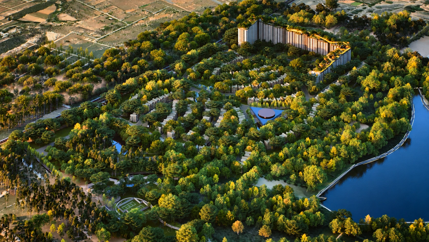 Forest-embraced lakeside residential masterplan